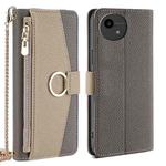 For Sharp Aquos wish4 Crossbody Litchi Texture Leather Phone Case(Grey)