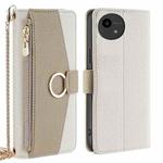 For Sharp Aquos wish4 Crossbody Litchi Texture Leather Phone Case(White)