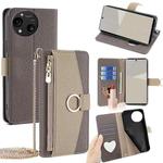 For Sharp Aquos R10 Crossbody Litchi Texture Leather Phone Case(Grey)