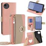 For Sharp Aqous wish5 Crossbody Litchi Texture Leather Phone Case(Pink)