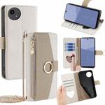 For Sharp Aqous wish5 Crossbody Litchi Texture Leather Phone Case(White)