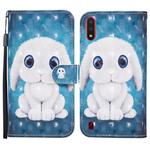 For Samsung Galaxy A01 Colored Drawing Pattern Horizontal Flip Leather Case with Holder & Card Slots & Wallet(Rabbit)