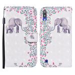 For Samsung Galaxy A10 / M10 Colored Drawing Pattern Horizontal Flip Leather Case with Holder & Card Slots & Wallet(Flower Elephant)