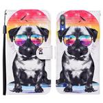 For Samsung Galaxy A10 / M10 Colored Drawing Pattern Horizontal Flip Leather Case with Holder & Card Slots & Wallet(Glasses Dog)