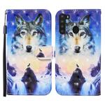 For Samsung Galaxy A21 Colored Drawing Pattern Horizontal Flip Leather Case with Holder & Card Slots & Wallet(Sunrise Wolf)