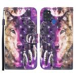 For Samsung Galaxy A21s Colored Drawing Pattern Horizontal Flip Leather Case with Holder & Card Slots & Wallet(Wind Chime Wolf)