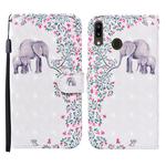 For Samsung Galaxy A40 Colored Drawing Pattern Horizontal Flip Leather Case with Holder & Card Slots & Wallet(Flower Elephant)