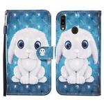 For Samsung Galaxy A40 Colored Drawing Pattern Horizontal Flip Leather Case with Holder & Card Slots & Wallet(Rabbit)