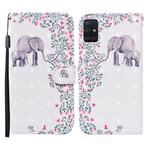 For Samsung Galaxy A51 Colored Drawing Pattern Horizontal Flip Leather Case with Holder & Card Slots & Wallet(Flower Elephant)