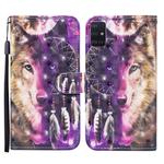 For Samsung Galaxy A51 Colored Drawing Pattern Horizontal Flip Leather Case with Holder & Card Slots & Wallet(Wind Chime Wolf)