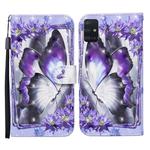For Samsung Galaxy A71 Colored Drawing Pattern Horizontal Flip Leather Case with Holder & Card Slots & Wallet(Purple Flower Butterfly)