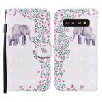 For Samsung Galaxy S10 Colored Drawing Pattern Horizontal Flip Leather Case with Holder & Card Slots & Wallet(Flower Elephant)