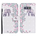 For Samsung Galaxy S10e Colored Drawing Pattern Horizontal Flip Leather Case with Holder & Card Slots & Wallet(Flower Elephant)