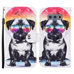For Samsung Galaxy S10e Colored Drawing Pattern Horizontal Flip Leather Case with Holder & Card Slots & Wallet(Glasses Dog)