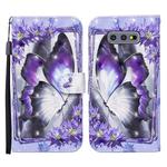 For Samsung Galaxy S10e Colored Drawing Pattern Horizontal Flip Leather Case with Holder & Card Slots & Wallet(Purple Flower Butterfly)