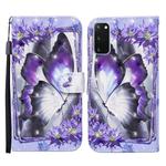 For Samsung Galaxy S20 Colored Drawing Pattern Horizontal Flip Leather Case with Holder & Card Slots & Wallet(Purple Flower Butterfly)