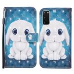 For Samsung Galaxy S20 Colored Drawing Pattern Horizontal Flip Leather Case with Holder & Card Slots & Wallet(Rabbit)