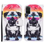 For Samsung Galaxy S20+ Colored Drawing Pattern Horizontal Flip Leather Case with Holder & Card Slots & Wallet(Glasses Dog)