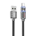 hoco U122 1.2m 3A USB to Type-C Lantern Transparent Discovery Edition Charging Data Cable(Black)
