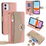 For iPhone 11 Crossbody Litchi Texture Leather Phone Case(Pink)