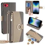 For iPhone SE 2020 / 8 / 7 Crossbody Litchi Texture Leather Phone Case(Grey)