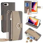 For iPhone 8 Plus / 7 Plus Crossbody Litchi Texture Leather Phone Case(Grey)