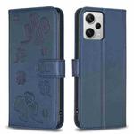 For Xiaomi Redmi Note 12 Pro+ 5G Global Four-leaf Embossed Leather Phone Case(Blue)