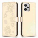 For Xiaomi Redmi Note 12 Pro+ 5G Global Four-leaf Embossed Leather Phone Case(Gold)