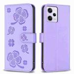 For Xiaomi Redmi Note 12 Pro 5G Global Four-leaf Embossed Leather Phone Case(Purple)