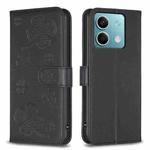 For Xiaomi Redmi Note 13 Four-leaf Embossed Leather Phone Case(Black)