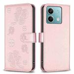 For Xiaomi Redmi Note 13 Four-leaf Embossed Leather Phone Case(Pink)