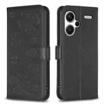 For Xiaomi Redmi Note 13 Pro+ 5G Four-leaf Embossed Leather Phone Case(Black)