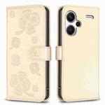 For Xiaomi Redmi Note 13 Pro+ 5G Four-leaf Embossed Leather Phone Case(Gold)