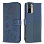 For Xiaomi Redmi Note 10 4G / 10S Four-leaf Embossed Leather Phone Case(Blue)