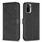 For Xiaomi Redmi Note 10 4G / 10S Four-leaf Embossed Leather Phone Case(Black)