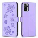 For Xiaomi Redmi Note 10 4G / 10S Four-leaf Embossed Leather Phone Case(Purple)