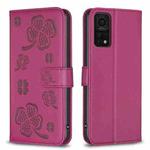 For Xiaomi Redmi K30S Four-leaf Embossed Leather Phone Case(Rose Red)