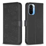 For Xiaomi Mi 11i / Poco F3 Four-leaf Embossed Leather Phone Case(Black)