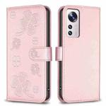 For Xiaomi 12 Lite Four-leaf Embossed Leather Phone Case(Pink)