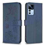 For Xiaomi 12T / 12T Pro Four-leaf Embossed Leather Phone Case(Blue)