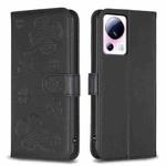 For Xiaomi 13 Lite 5G Four-leaf Embossed Leather Phone Case(Black)
