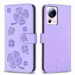 For Xiaomi 13 Lite 5G Four-leaf Embossed Leather Phone Case(Purple)