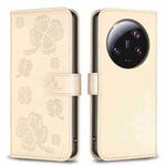 For Xiaomi 13 Ultra Four-leaf Embossed Leather Phone Case(Gold)