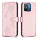 For Xiaomi Poco C55 / Redmi 12C Four-leaf Embossed Leather Phone Case(Pink)
