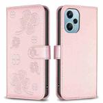 For Xiaomi Poco F5 5G Four-leaf Embossed Leather Phone Case(Pink)