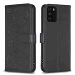 For Xiaomi Poco M3 Four-leaf Embossed Leather Phone Case(Black)