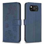 For Xiaomi Poco X3 Four-leaf Embossed Leather Phone Case(Blue)