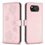 For Xiaomi Poco X3 Four-leaf Embossed Leather Phone Case(Pink)