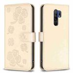 For Xiaomi Redmi 9 Four-leaf Embossed Leather Phone Case(Gold)