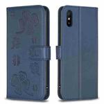 For Xiaomi Redmi 9A Four-leaf Embossed Leather Phone Case(Blue)